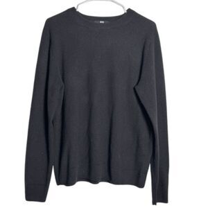 Uniqlo Cashmere Knitted Crew Neck Sweater Womens XL Pullover Jumper Cozy Black